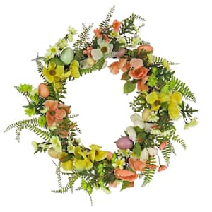 22 in. Ferns and Flowers Easter Wreath
