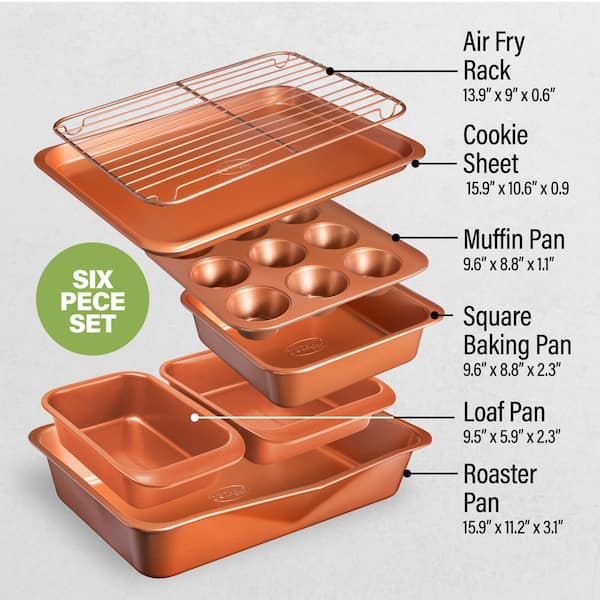 Gotham Steel 6 Piece Nonstick Stackable Bakeware Set - Copper