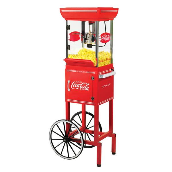Nostalgia Coca-Cola Old Fashioned 2.5 oz. Red Popcorn Machine with Cart