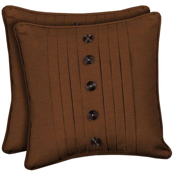 Hampton Bay Cayenne Texture Pleated Outdoor Throw Pillow with Buttons (2-Pack)-DISCONTINUED