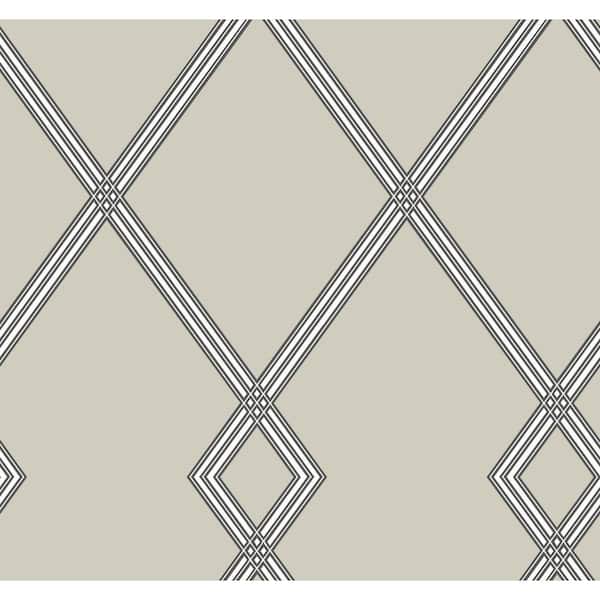 York Wallcoverings Ribbon Stripe Trellis Taupe Spray and Stick Roll (Covers 60.75 sq. ft.)