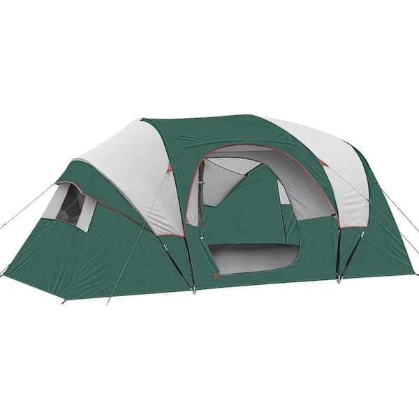 Zeus & Ruta 167.7 in. L x 131.8 in. W x 73.6 in. H 10-Person Dark Green Camping Tent - Portable Easy to Set Up Family Camping Tent