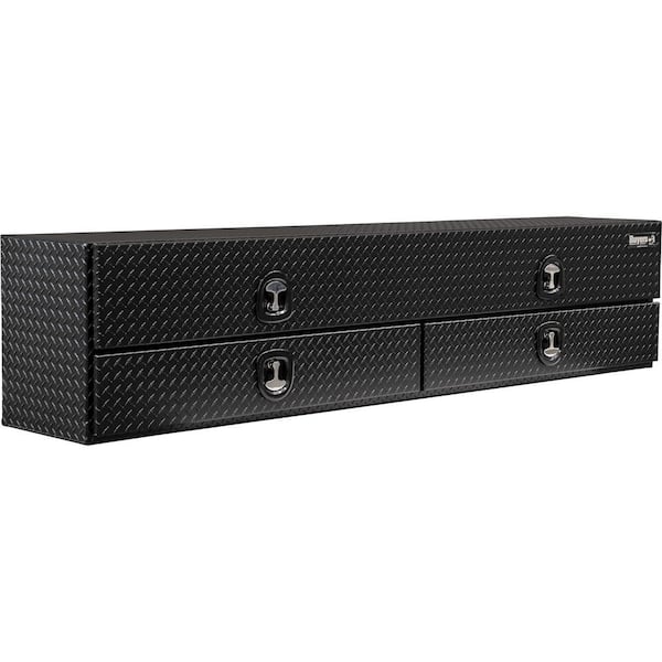 21x18x88 In Textured Matte Black Diamond Tread Aluminum Flatbed Contractor Top Mount Tool Box With Lower Door