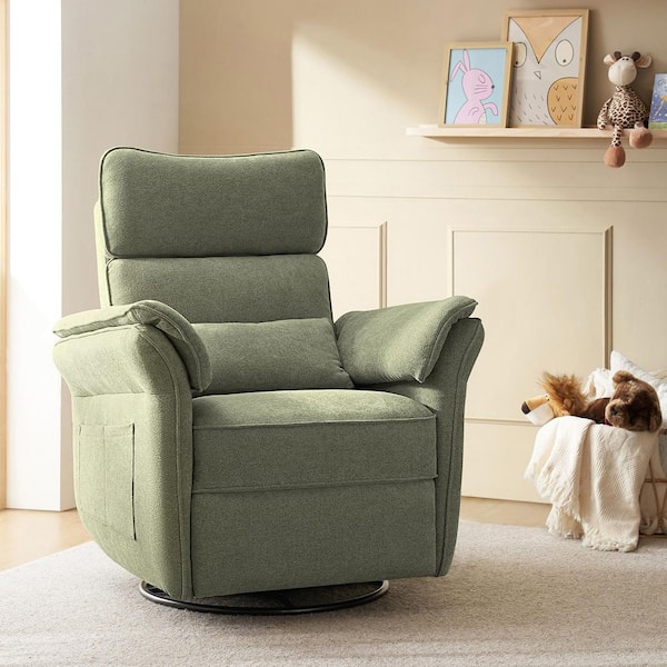 JAYDEN CREATION Enos Moss Powered Full-Motion Reclinder with USB Storage Lumbar Support Adjustable Armrest and Headrest