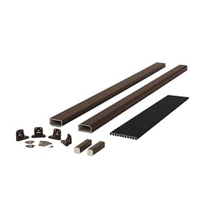 BRIO 42 in. x 72 in. (Actual: 42 in. x 70 in.) Brown PVC Composite Stair Railing Kit w/Round Aluminum Black Balusters