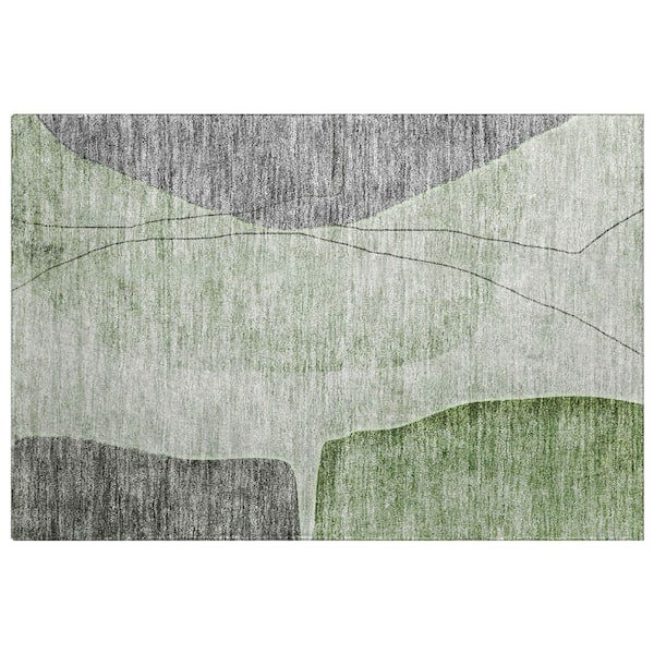 Dream Shag Premium Machine Washable Abstract ADS696 Green 2 ft. x 3 ft. Accent Rug