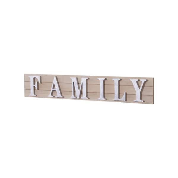 Unbranded Modern Farmhouse "FAMILY" Wood and Metal Decorative Sign