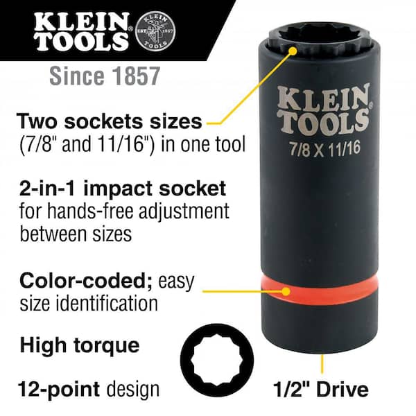 2-in-1 Impact Socket, 12-Point, 7/8 and 11/16-Inch