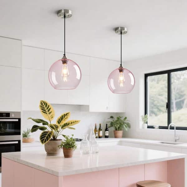 ZHLWIN Home Lighting ‎60 Watts 1 Light 9. 84in Pink Glass Pendant