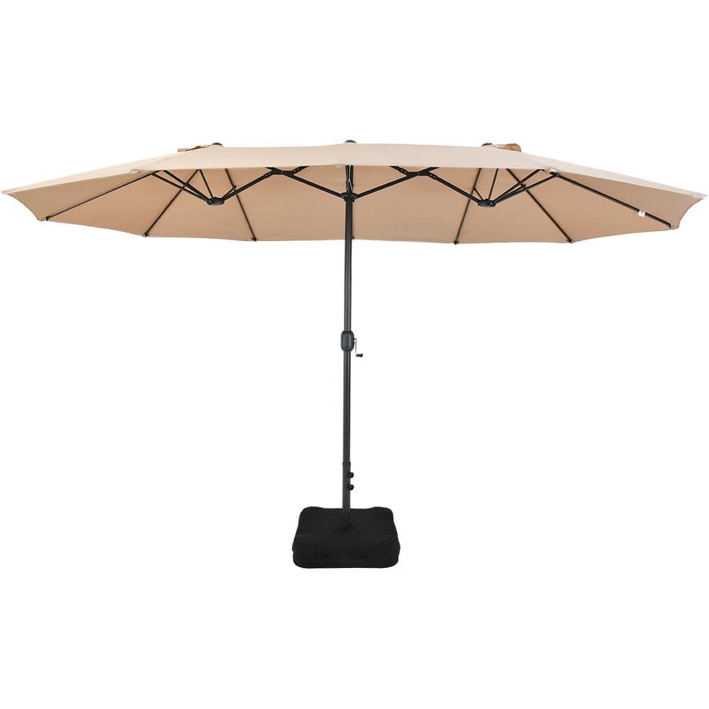 UPHA 15 ft. Steel Market Solar Patio Umbrella in Khaki HDDLGKHAKI The Home Depot