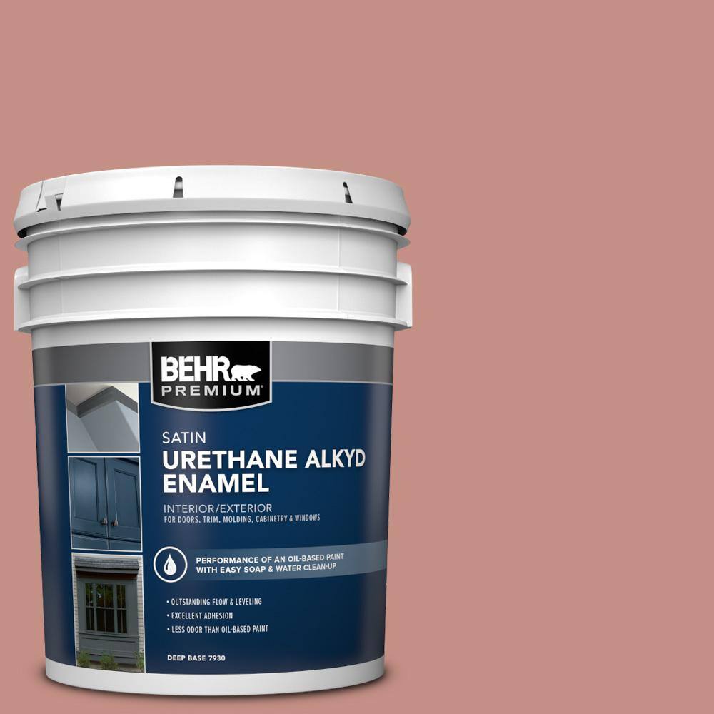BEHR PREMIUM 5 gal. S1604 Portuguese Dawn Urethane Alkyd Satin Enamel