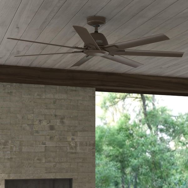 Hunter 60 in. Downtown ENERGY STAR Matte Bronze Damp Rated Ceiling Fan and Wall Control