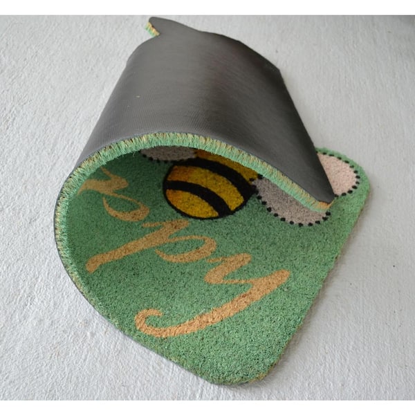 Vinyl Back Bee Happy 30 in. x 18 in. Coir Door Mat