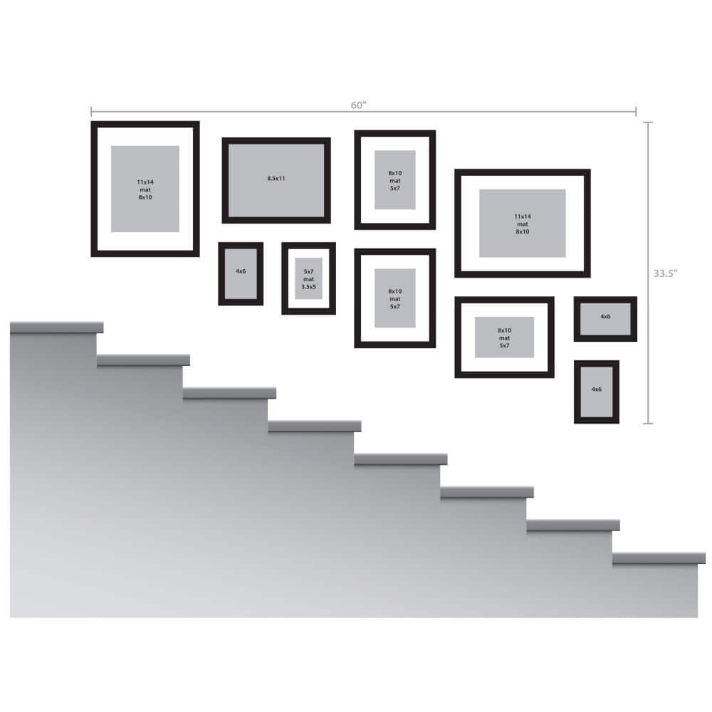Classic Black Wood Gallery Frame Set for 8x10 or 5x7 Photos, Pack of 4