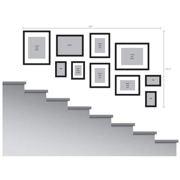 DesignOvation Gallery Wood Photo Frame Set for Customizable Wall or Desktop  Display, Charcoal Gray 8x10 matted to 5x7, Pack of 4 
