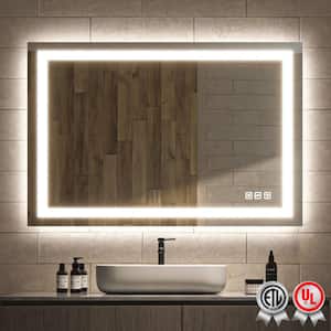 48 in. W x 32 in. H Rectangular Frameless Wall Bathroom Vanity Mirror with Backlit and Front Light