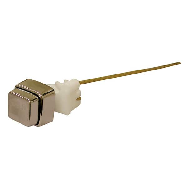 JONES STEPHENS Universal Push Button Toilet Tank Lever for Left Side Mount with 8 in. Brass Arm and ABS Handle in Chrome Plated