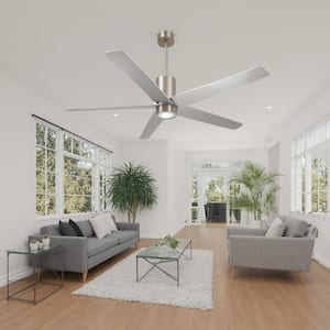 Symbio 56 in. Integrated LED Indoor Brushed Nickel Ceiling Fan with Light with Remote Control