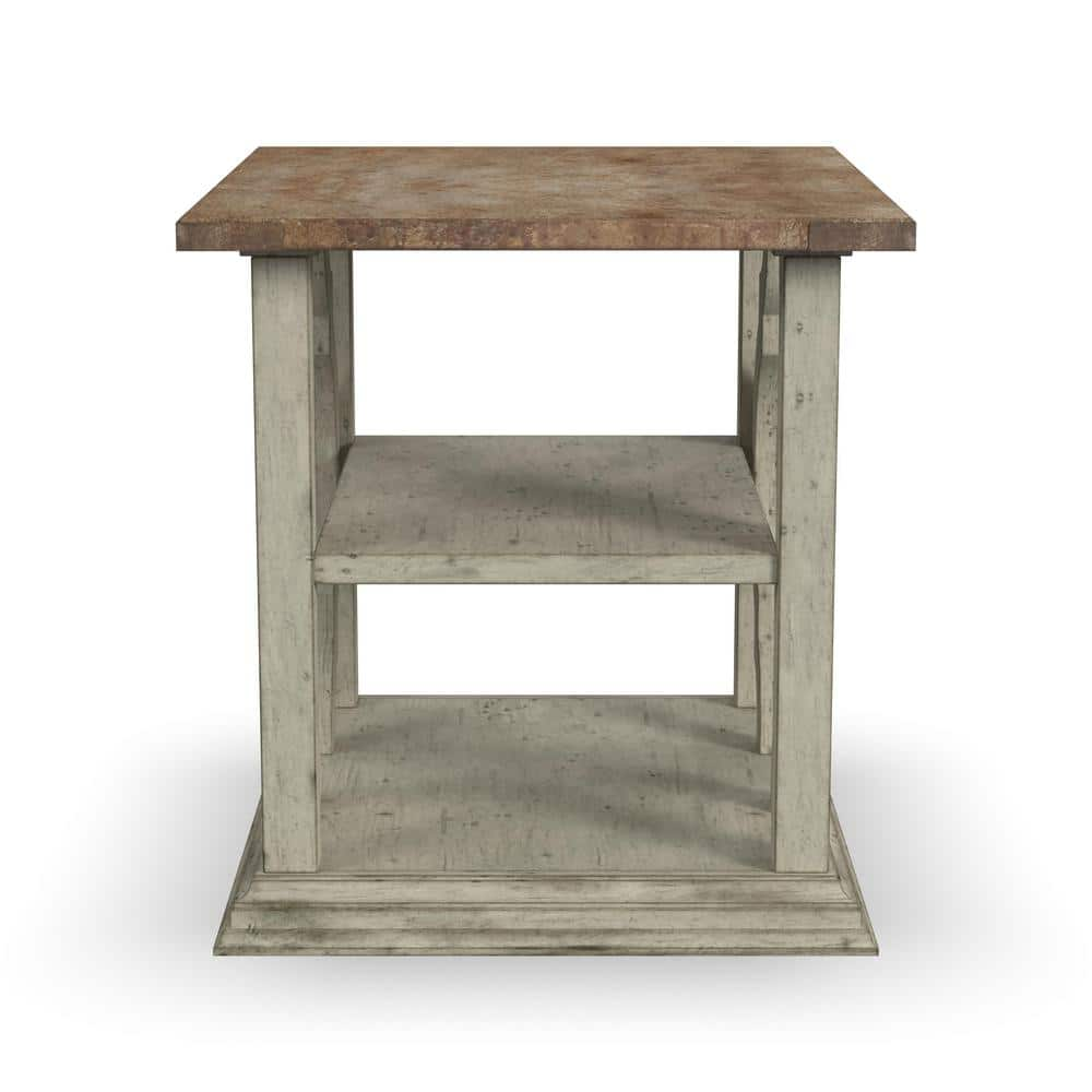 HOMESTYLES Finn 26 In Distressed Off White Square Wood And Metal End   Distressed Off White Homestyles End Side Tables W1064 01 64 1000 