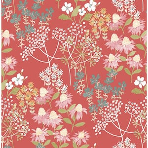 Cultivate Springtime Blooms Red Nonpasted Non Woven Wallpaper