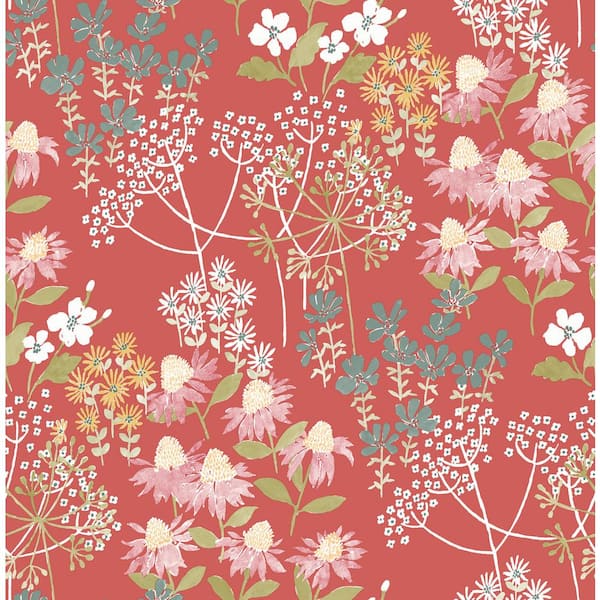 A-Street Prints Cultivate Springtime Blooms Red Nonpasted Non Woven Wallpaper Sample