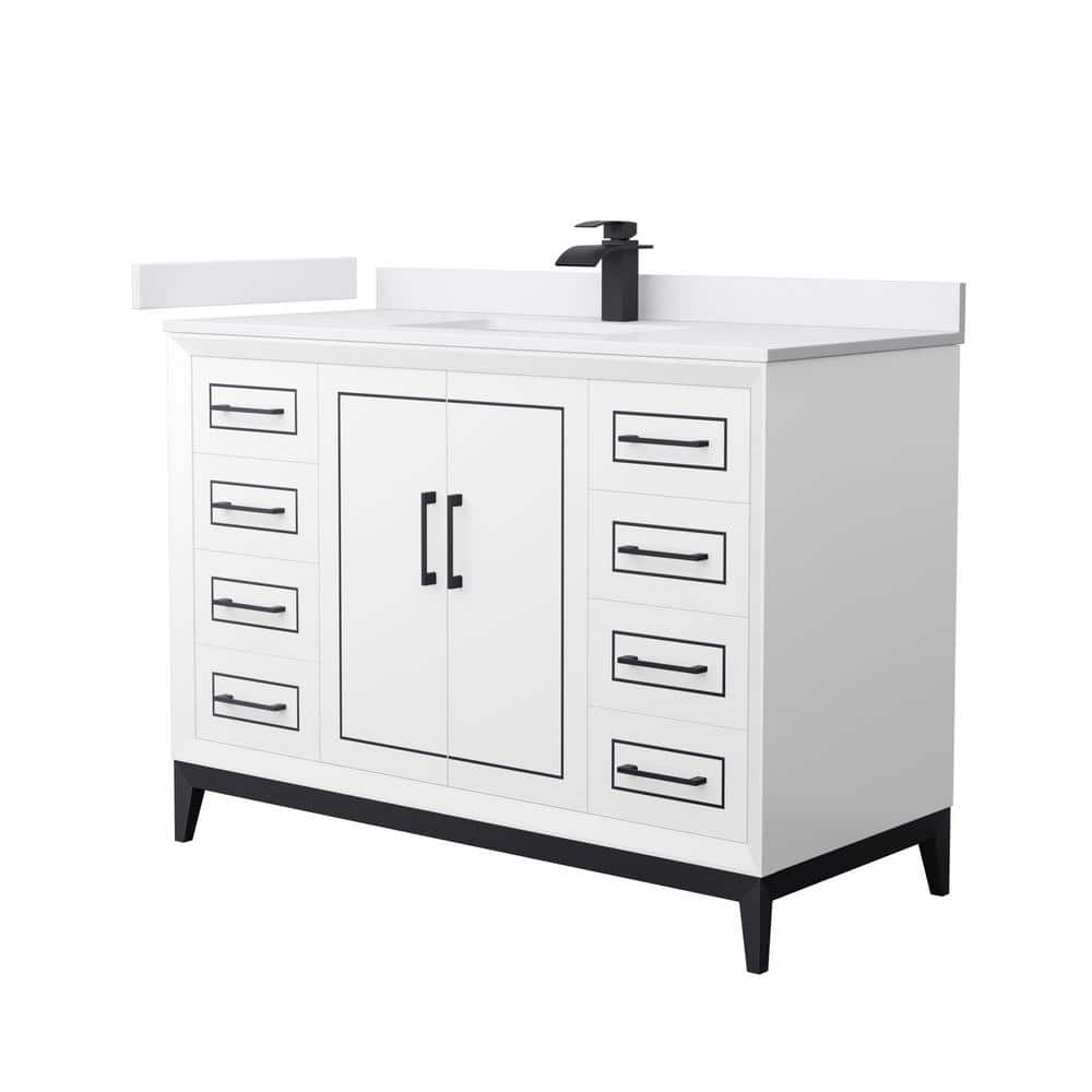 Marlena 48 in. W x 22 in. D x 35.25 in. H Single Bath Vanity in White with White Cultured Marble Top price history on PriceWatchPro