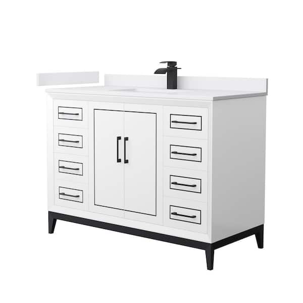 Wyndham Collection Marlena 48 in. W x 22 in. D x 35.25 in. H Single Bath Vanity in White with White Cultured Marble Top