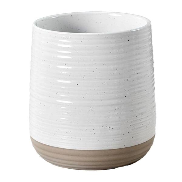 White Ceramic Large Kitchen Utensil Holder for Countertop Storage with Farmhouse Style