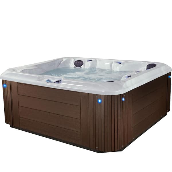 AquaLife Grand Banks 6-Person 81-Jet 240-Volt Acrylic Hot Tub with 3-Pumps and LED Features