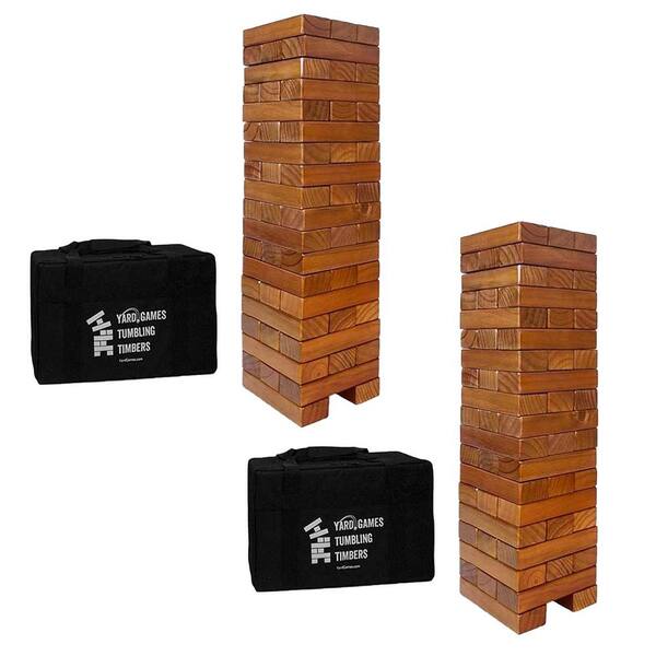 YARD GAMES 30 in. H Wood Stacking Game with 56 Blocks (2-Pack) 2 x ...