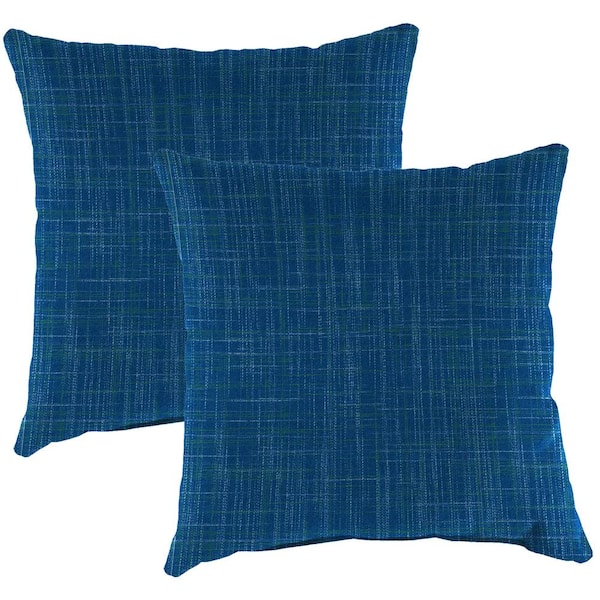 16 in. L x 16 in. W x 4 in. T Outdoor Throw Pillow in Harlow Lapis (2-Pack)