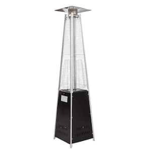42000 BTU 87 in. E-Macht Outdoor Space Heater, Pyramid Standing Gas LP Propane Heater with Wheels, Black