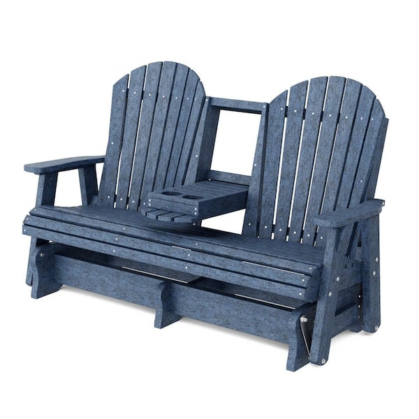 Heritage 2-Person Patriot Blue HDPE Plastic Outdoor 5' Glider with Console