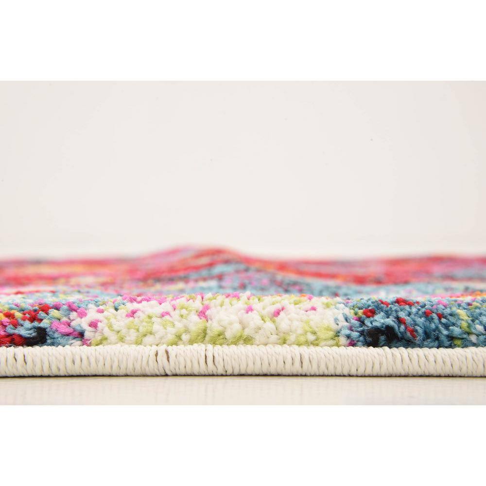 Vibrant Abstract 10 ft Indoor Runner in Multicolor Polypropylene