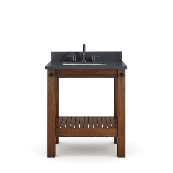 Home Decorators Collection Thornaby 31 in. W x 22 in. D Bath Vanity in Light Wood Finish with Quartz Vanity Top in Gray with White Basin