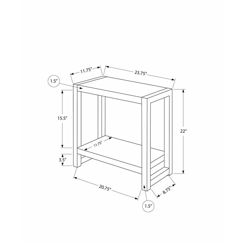 Black Metal Rectangular End Table with Shelf