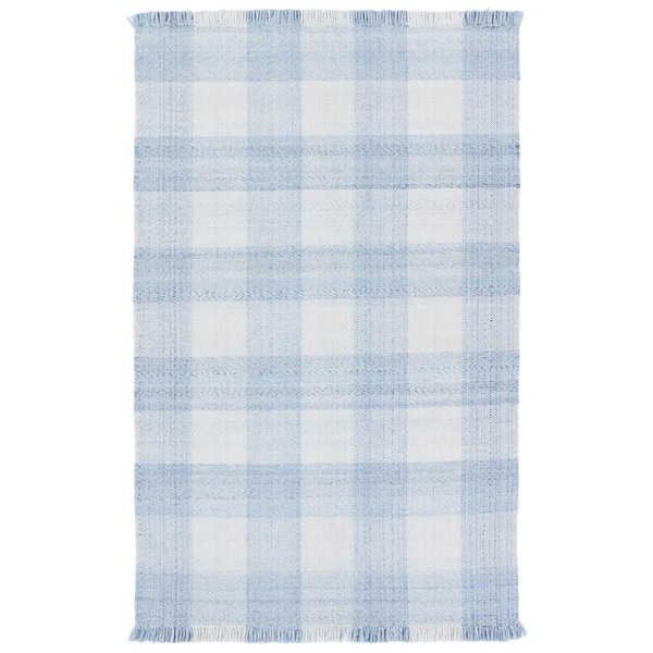 Truce 8 ft. x 10 ft. Light Blue/Ivory Striped Handmade Indoor/Outdoor Area Rug