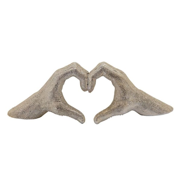 Liv & Skye Gold 14 in. x 5 in. Stoneware Modern Decorative Heart Shaped Hands Sculpture