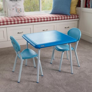 Kid's 3-Piece Resin Top Blue Table and Chair Set