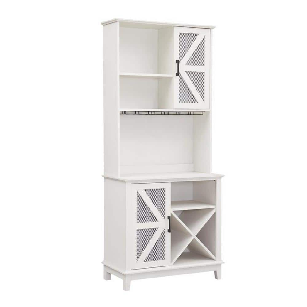 Home Source Industries Contemporary/Modern White and Walnut Kitchen Hutch  with Wine Storage in the Dining & Kitchen Storage department at