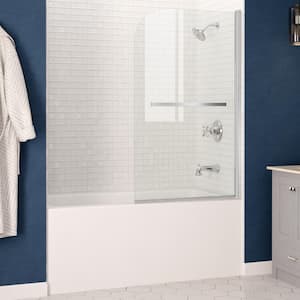 5 ft. Right Drain 34 in. x 58 in. Tub in White with Frameless Tub Door with Chrome Finish Hardware