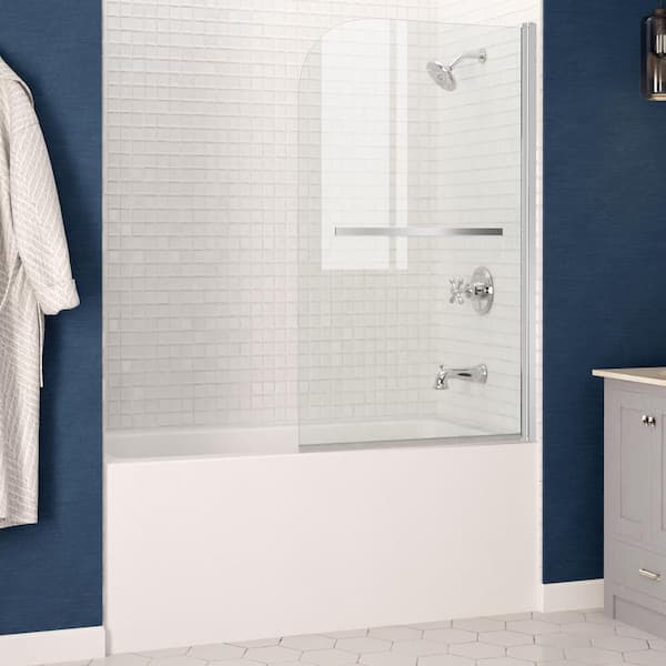 ANZZI 5 ft. Right Drain 34 in. x 58 in. Tub in White with Frameless Tub Door with Chrome Finish Hardware