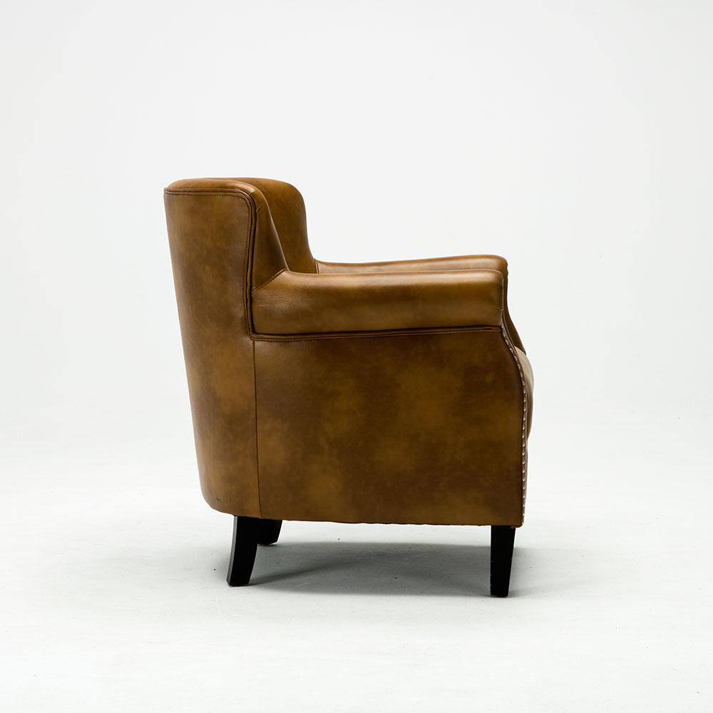 Traditional Holly Red Leather Gel Club Chair with Wood Accents