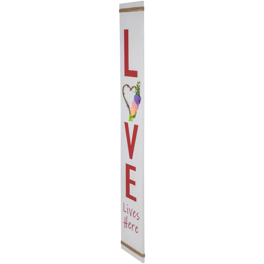 Love Lives Here White Wooden Valentine's Day Porch Sign