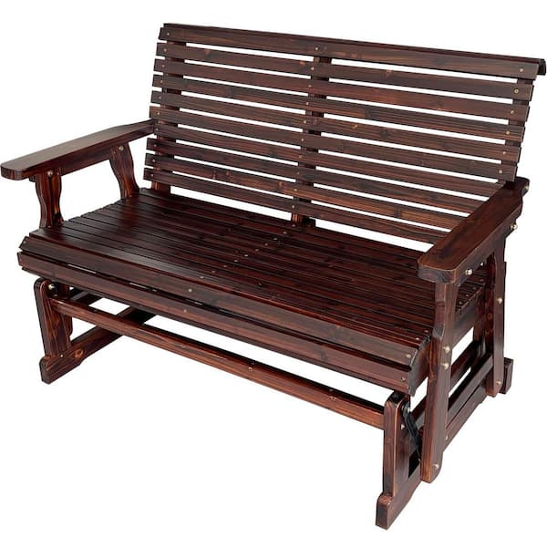 somedayスタースプリグスツールDX ブラウン Innovaze 2-Person Solid Fir Wood Outdoor Glider with High Roll