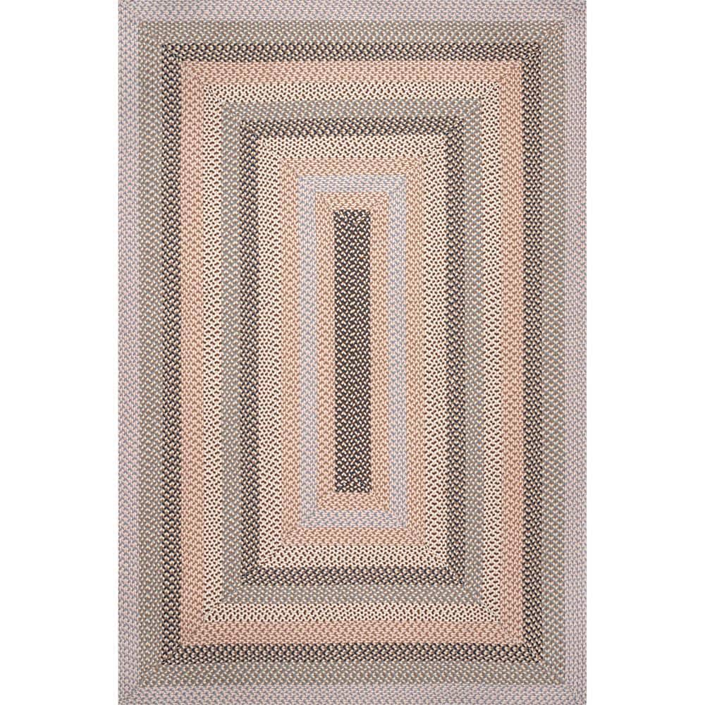 nuLOOM Braided Borders Beige Multi 8 ft. x 10 ft. Indoor