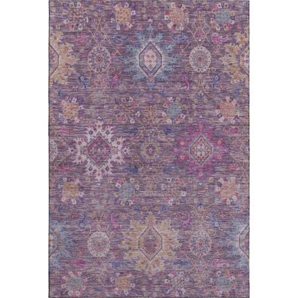 Mayfield Premium Machine Washable Abstract AMF2151 Eggplant 10 ft. x 14 ft. Area Rug