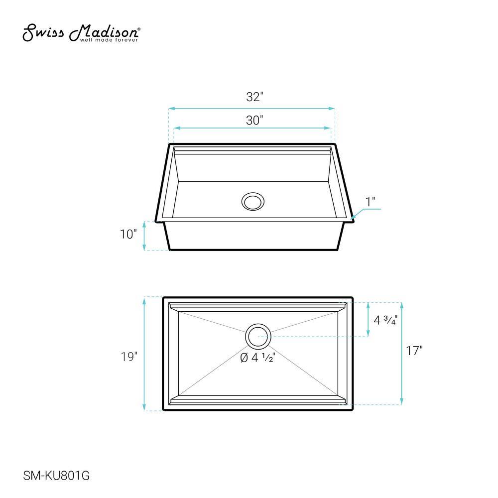 Tourner 32" Gold Stainless Steel Single Basin Farmhouse Sink
