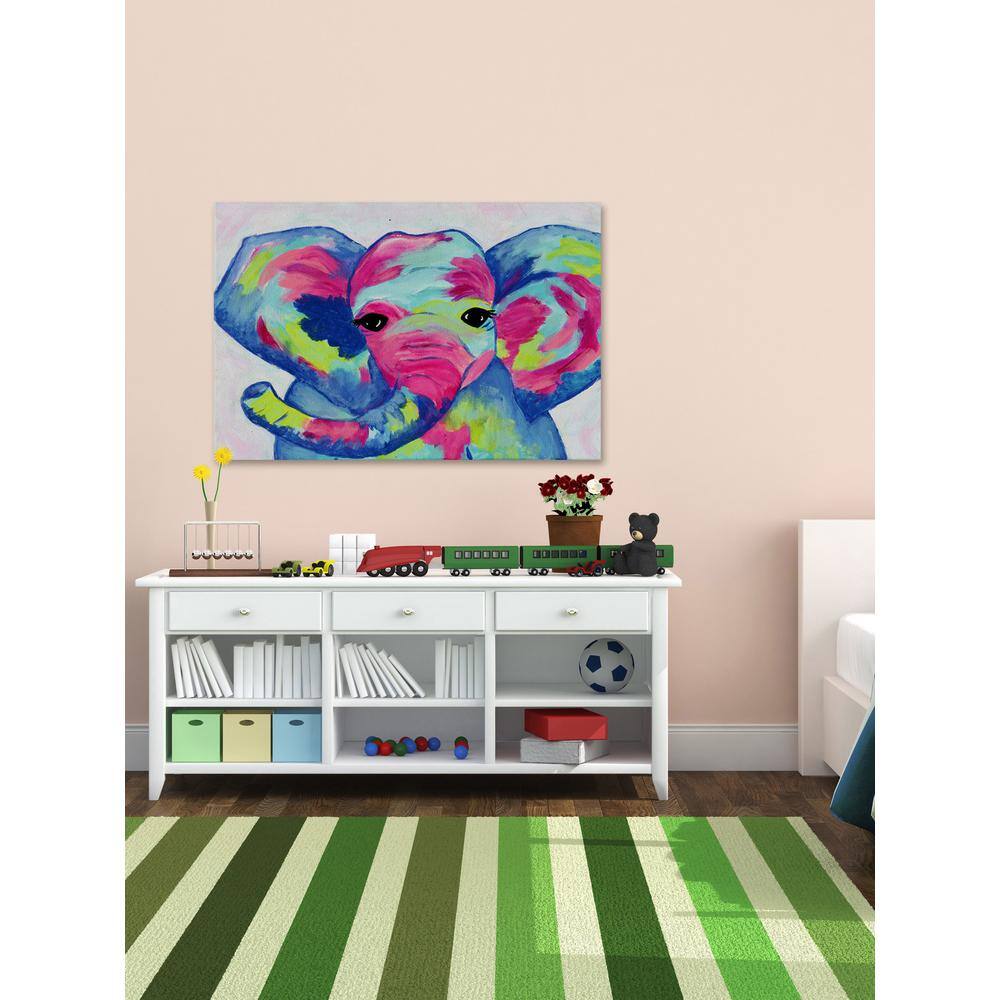 20 in. H x 30 in. W ""Colorful Elephant"" by Marmont Hill Printed Canvas Wall Art, Multi-Colored -  MH-SHNJIL-10-C-30
