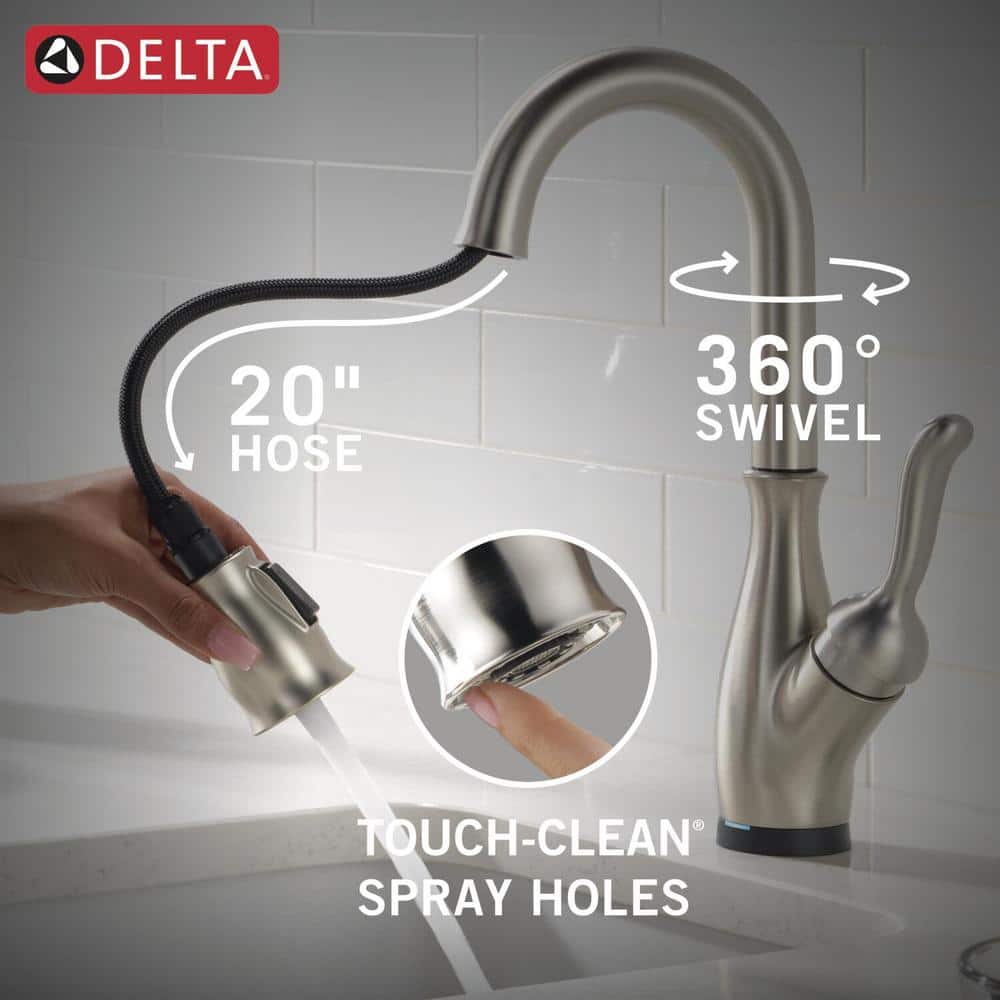 Spotshield Stainless Steel Touchless Bar Faucet with Pull-out Spray